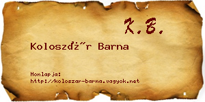Koloszár Barna névjegykártya