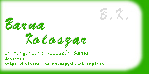 barna koloszar business card